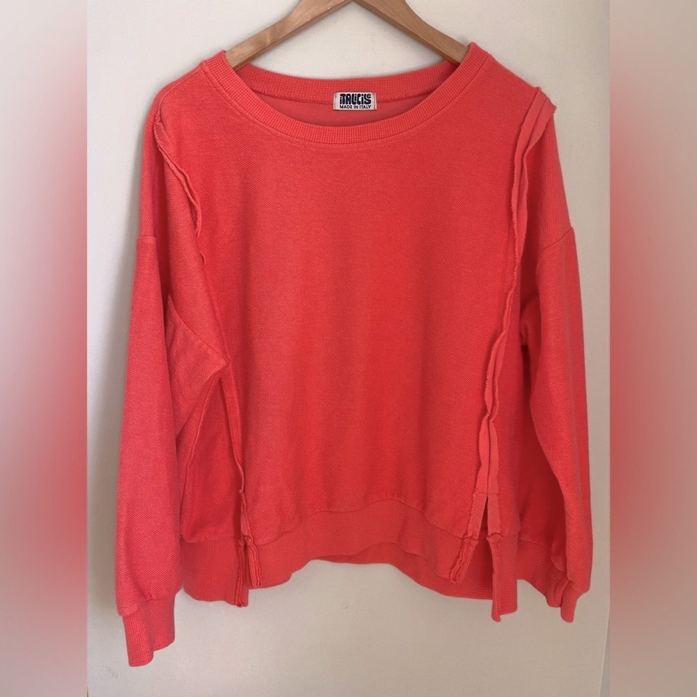 Caposhie iTALiCiSe Sweatshirt with Statement Sleeves and Raw Hem Boho - Picture 2 of 11